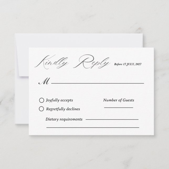 Moderne Elegance Wedding RSVP Card (Vorderseite)