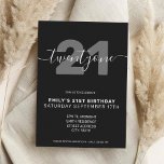 Moderne Elegant 21. Geburtstagsfeier Einladung<br><div class="desc">Moderne elegante 21. Geburtstagseinladung. Minimalistisches 21. Geburtstag Einladung Design mit eleganten Kalligraphie handgeschriebenen Skript-Schriftart.</div>
