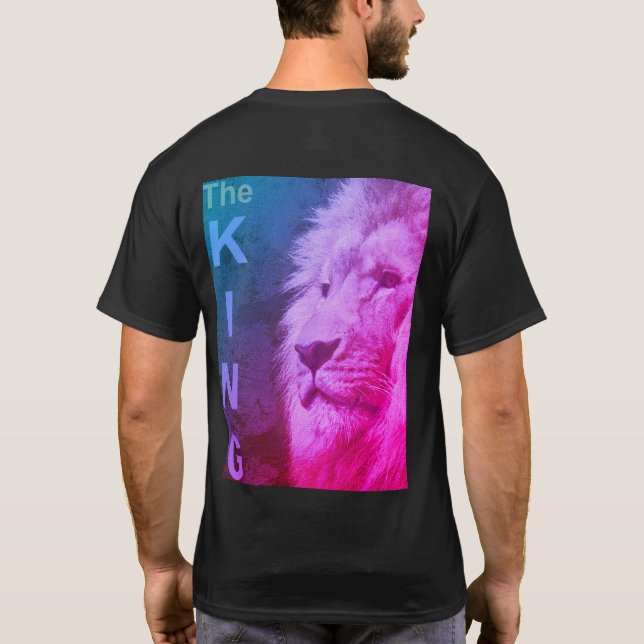 Moderne Elegant Back Print Pop Kunst Löwe Kopf Män T-Shirt (Rückseite)