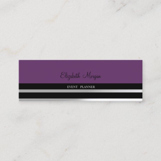 Moderne Elegant Beruflich , Violett, gestreift Mini Visitenkarte (Vorderseite)