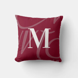 Moderne Elegant Big Monogram Burgundy Red Kissen