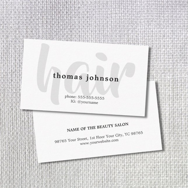 Moderne Elegant Black Gray White Hair Stylist Visitenkarte (Von Creator hochgeladen)