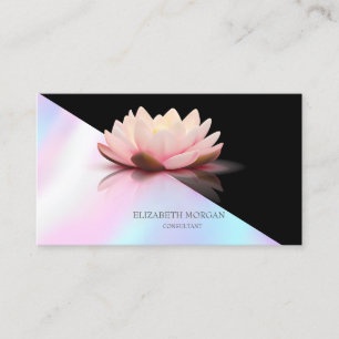 Moderne Elegant Black Lotus Holographic Visitenkarte