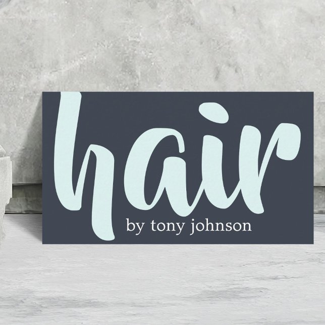 Moderne Elegant Bold Blue White Hair Stylist Visitenkarte (Von Creator hochgeladen)