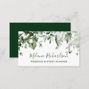 Moderne Elegant Botanisch Ivy Sage Ferns Green Visitenkarte