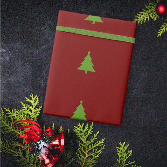 Moderne Elegant Burgundy Grüne Weihnachten Geschenkpapier (Modern Elegant Burgundy Green Christmas Wrapping Paper)