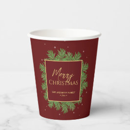 Moderne Elegant Burgundy Rotes Weihnachtsfest Bota Pappbecher