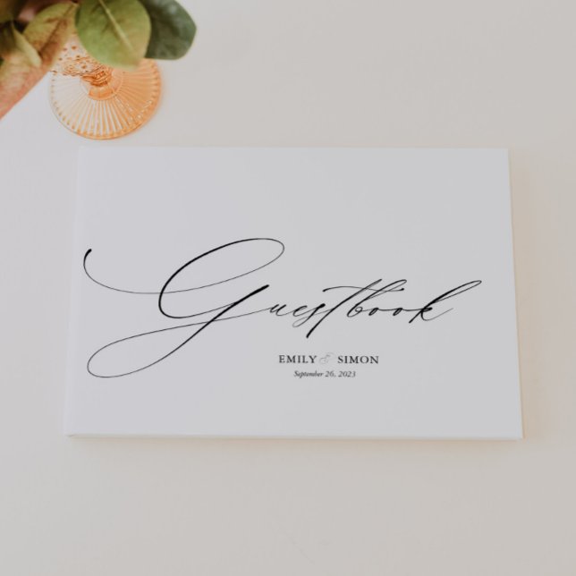 Moderne Elegant Calligraphie Mariage livre d'hôtes (elegant wedding guest book, modern script, dainty calligraphy wedding guestbook, simple guest book)