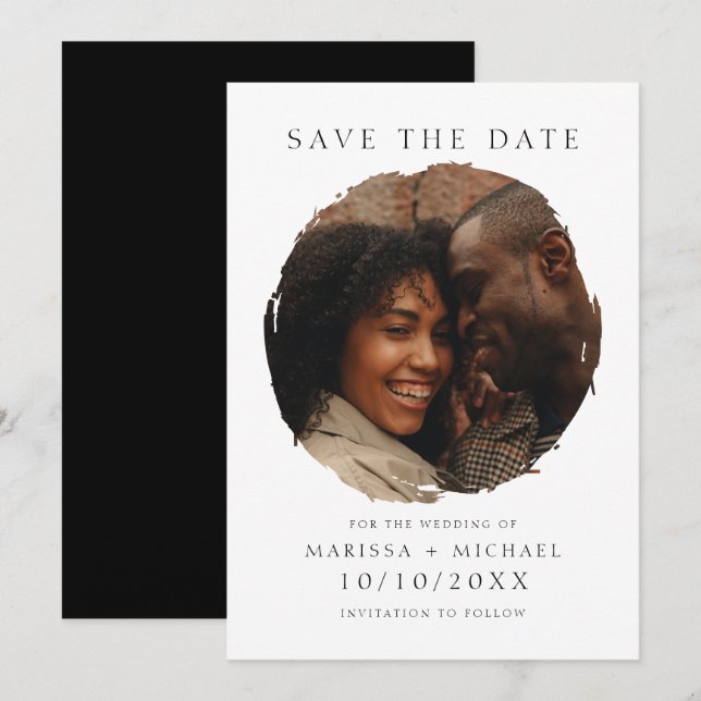 Moderne Elegant Couple's Foto Wedding Save The Date (Vorne/Hinten)