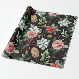 Moderne Elegant Dark Floral Weihnachten Geschenkpapier