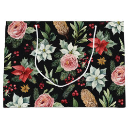 Moderne Elegant Dark Floral Weihnachten Große Geschenktüte
