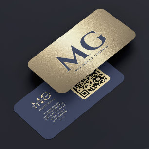 Moderne Elegant Dark Navy Blue Gold Beruflich Visitenkarte