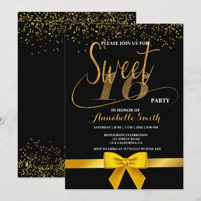 Moderne élégant doux 16 invitation (Devant / Derrière)