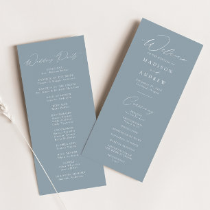 Moderne Elégant Dusty Blue Wedding Programme