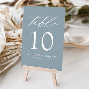 Moderne Elegant Dusty Blue Wedding Tischnummer