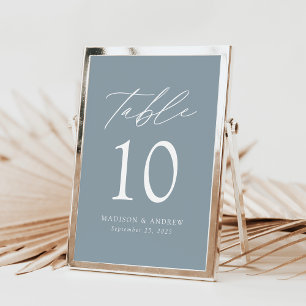 Moderne Elegant Dusty Blue Wedding Tischnummer