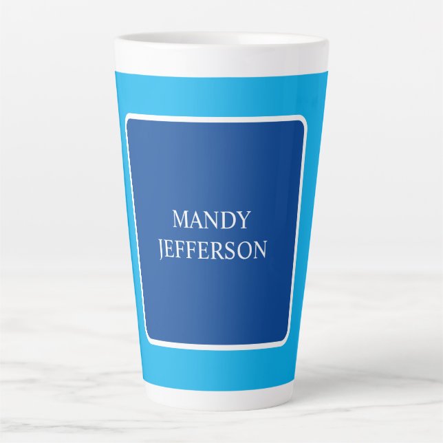 Moderne Elegant einfach Blau hinzufügen Milchtasse (Vorderseite)
