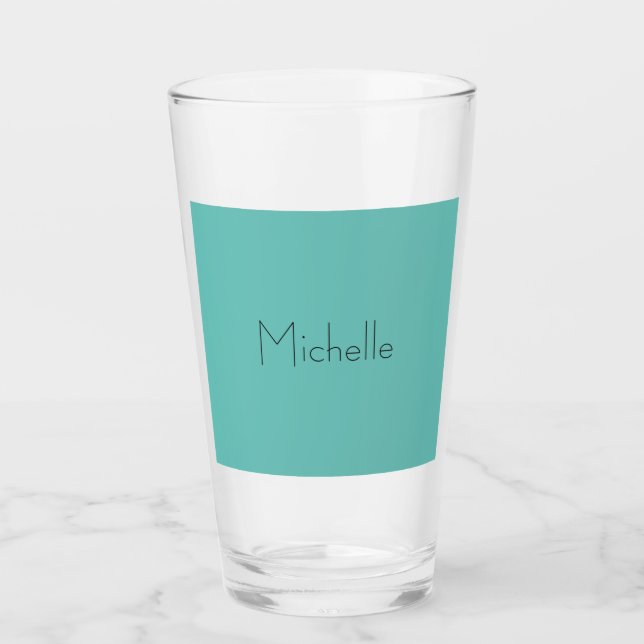 Moderne Elegant einfach blau weiß Glas (Vorderseite)