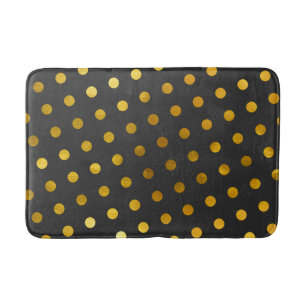Moderne Elegant einfache Holzkohle & Gold Polka Do Badematte