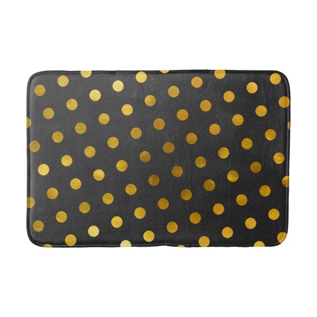 Moderne Elegant einfache Holzkohle & Gold Polka Do Badematte (Vorderseite)