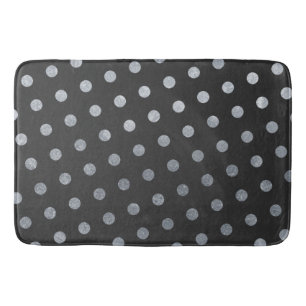 Moderne Elegant einfache Holzkohle Silberpolka Dot Badematte