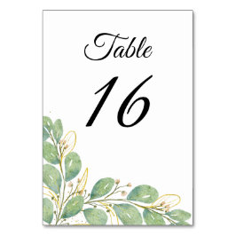 Moderne Elegant Eukalyptus Greenerity Wedding Tischnummer