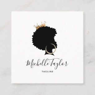 Moderne Elegant Fairstylist Afro American FRAU Quadratische Visitenkarte