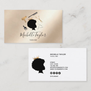 Moderne Elegant Fairstylist Afro American FRAU Visitenkarte