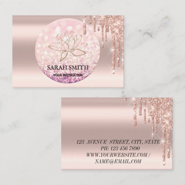 Moderne Elegant fällt goldene Rose, Lotus Visitenkarte (Vorne/Hinten)