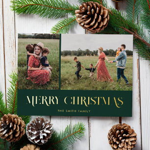 Moderne Elegant Frohe Weihnachten 2 Foto Folien Feiertagskarte