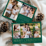 Moderne Elegant frohe Weihnachten Grüne Foto Colla Folien Feiertagskarte<br><div class="desc">Feiern Sie die Saison mit der Modern Elegant Merry Christmas Green Foto Collage Weihnachtskarte. Dieses stilvolle Design besticht durch eine 5-Foto-Collage an der Vorderseite. In der Mitte sind 4 quadratische Foto um ein größeres Bild angeordnet. "Frohe Weihnachten" wird in modischer Goldfolie auf grünem Hintergrund schön dargestellt. Passen Sie Ihren Familiennamen...</div>