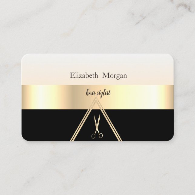 Moderne Elegant gestreift Stilvoll Schwarz,Gold,Sc Visitenkarte (Vorderseite)