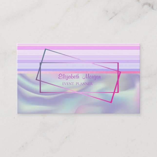 Moderne, elegant gestreifte Rahmen holografisch Visitenkarte (Vorderseite)