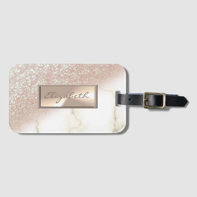Moderne Elegant Glittery Bokeh Ombre, Marmor Gepäckanhänger (Vorderseite (Horizontal))