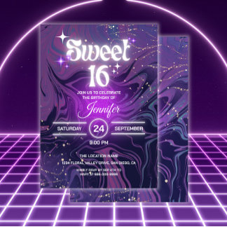Moderne Elegant Glow Sweet 16 Geburtstagsparty Einladung