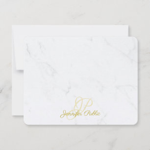 Moderne Elegant Gold Caligraphy Script Marble Top Mitteilungskarte