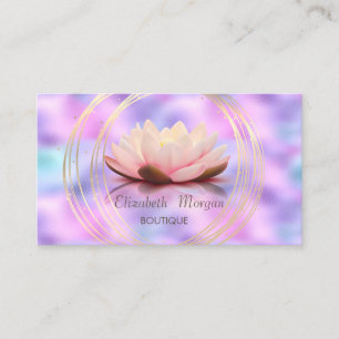 Moderne Elegant, Gold Circles Lotus Holographic Visitenkarte