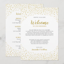 Moderne Elegant Gold Confetti Hochzeit Begrüßung