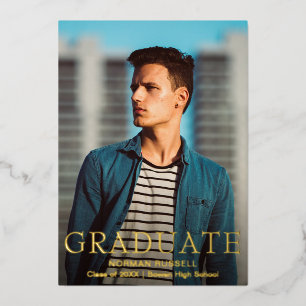 Moderne Elegant Gold Photo Faire-part de graduatio