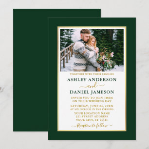 Moderne Elegant Green Gold Faire-part de mariage