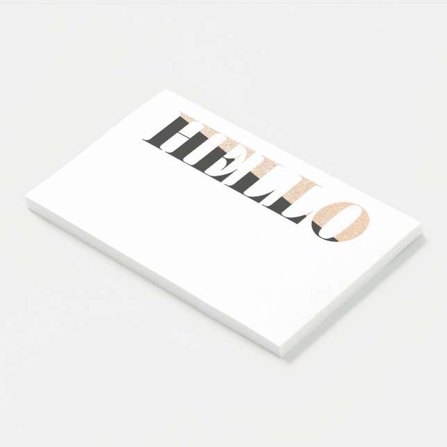Moderne Elegant Hallo mit goldenen Details Post-it Klebezettel (angewinkelt)