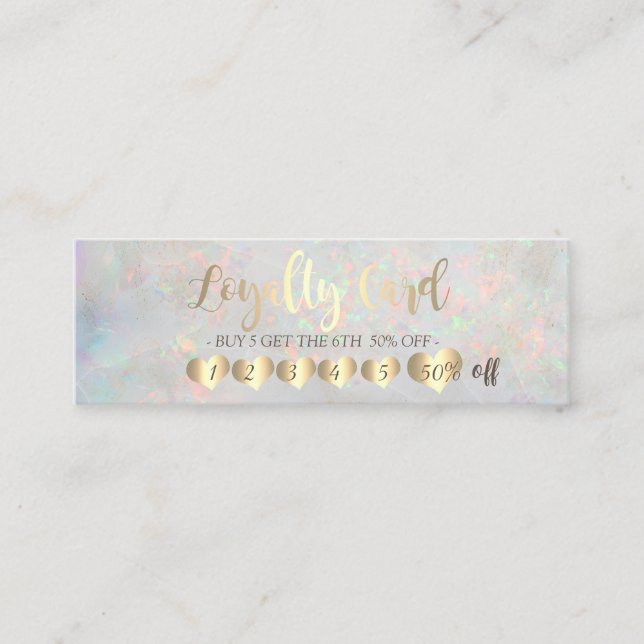 Moderne Elegant Hearts Opal Holographic Treuekarte (Vorderseite)