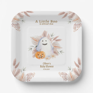 Moderne Elegant Little Boo Boho Ghost Baby Dusche Pappteller