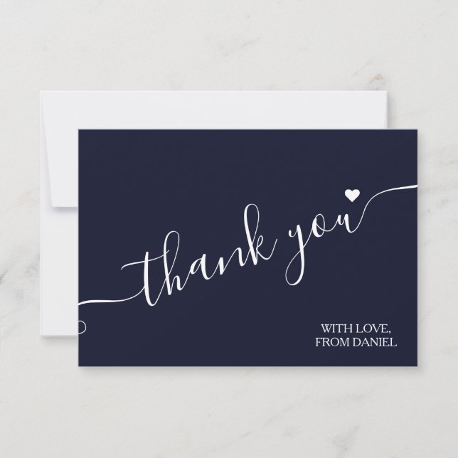Moderne Elegant Luxury Dark Blue Dankeschön Card Dankeskarte (Vorderseite)