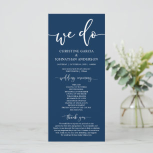 Moderne élégant Marine Bleu, Mariage programme de