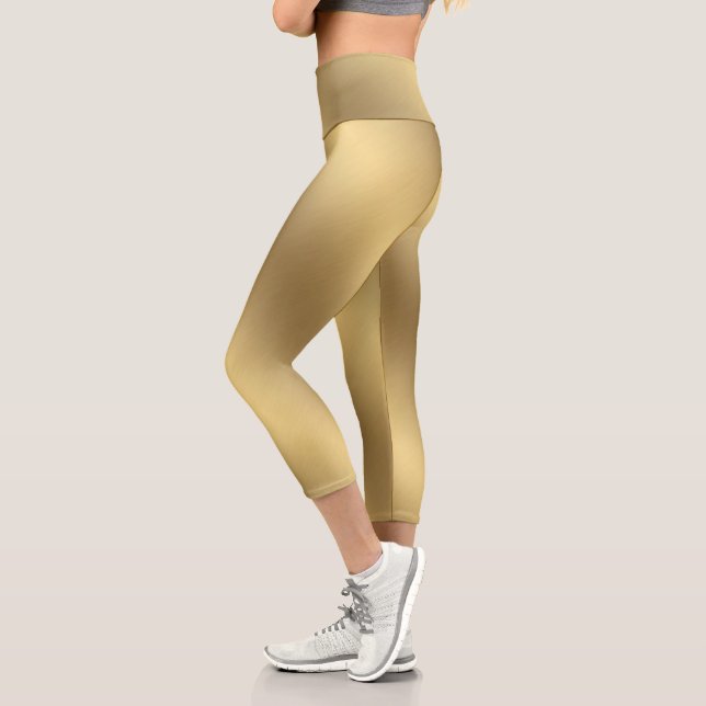Moderne Elegant Metallic Ombre Solid Gold Capri Leggings (Links)