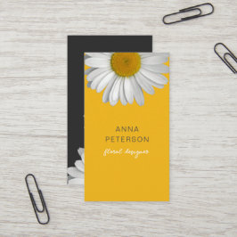 Moderne Elegant Minimal Daisy Blume Gelb Schwarz Visitenkarte