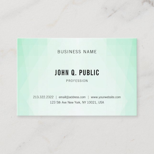 Moderne Elegant Mint Green Beruflich Einfach Visitenkarte (Vorderseite)