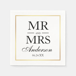 Moderne Elegant Mr. und Mrs. Wedding BWG Serviette