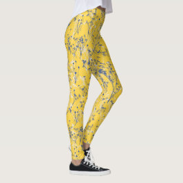Moderne Elegant-Mustard-Gelbe Wildblumen Leggings